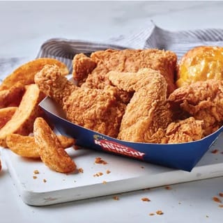 2 Pieces Chicken, 1 Tender, Fries, Biscuit & 1 Sauce