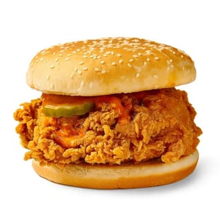 Halal Chicken Zinger Burger, Fries, Biscuit and Soda
